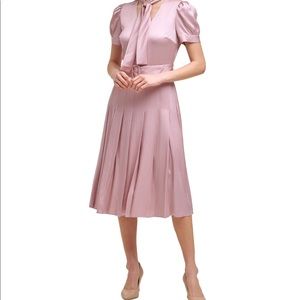 Tie Neck Pleated Dress